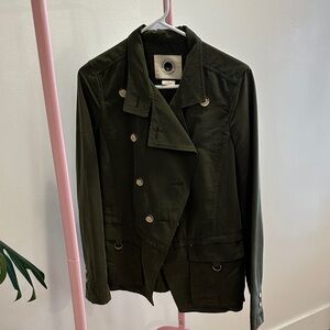 Daughters of the Liberation Olive Green Military-Inspired Button Jacket